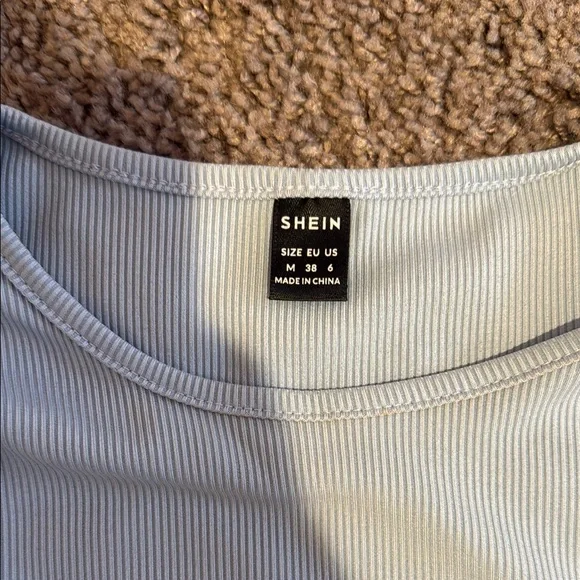 Shein Light Blue Ribbed Sleeveless Top - Picture 2 of 2